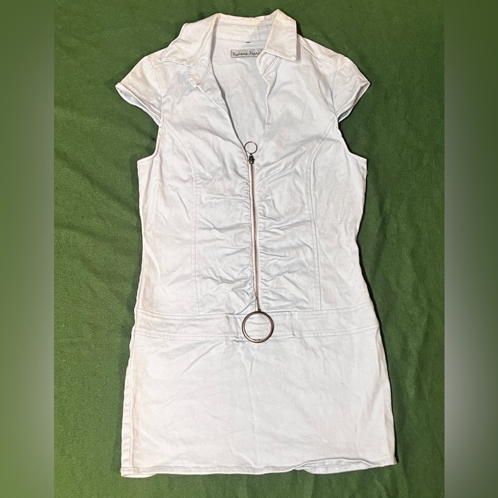 Baby blue mini dress with zipper detail #y2kfashion